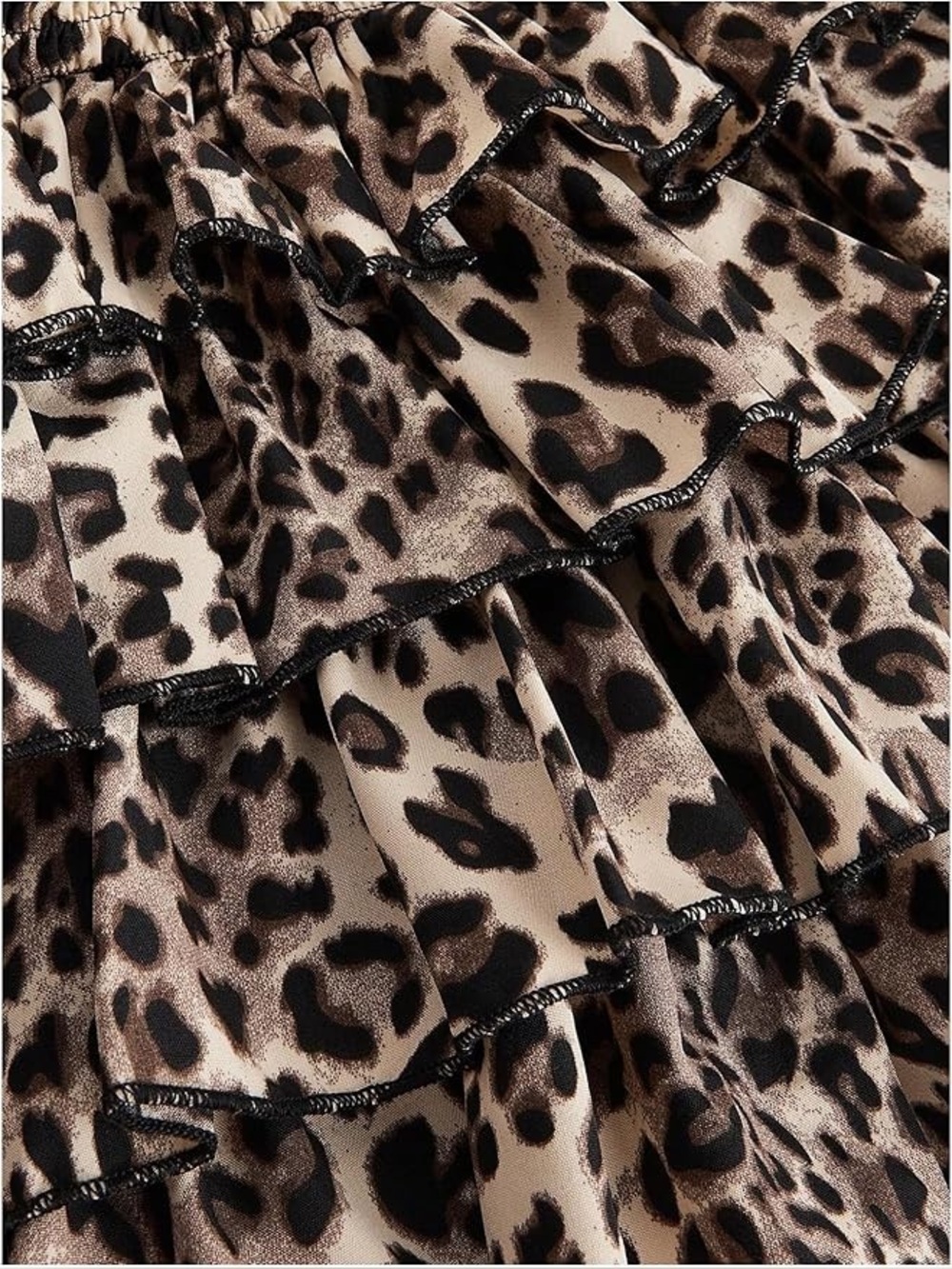 Tiered Ruffle Leopard Print Mini Skirt - Picture 5 of 7